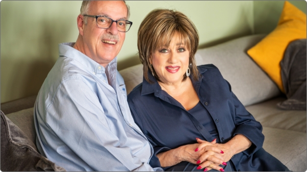 Becky, who was diagnosed with papillary thyroid cancer, and her husband and caregiver, Mike.   Becky, who was diagnosed with papillary thyroid cancer, and her husband and caregiver, Mike.